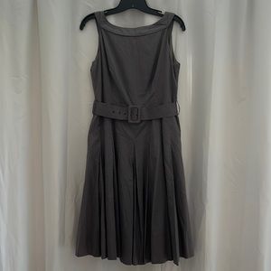 Gray with black dots mini dress with flare